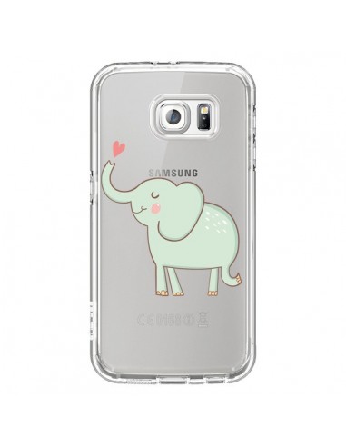 Coque Elephant Elefant Animal Coeur Love  Transparente pour Samsung Galaxy S6 - Petit Griffin