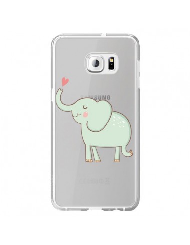 Coque Elephant Elefant Animal Coeur Love  Transparente pour Samsung Galaxy S6 Edge Plus - Petit Griffin