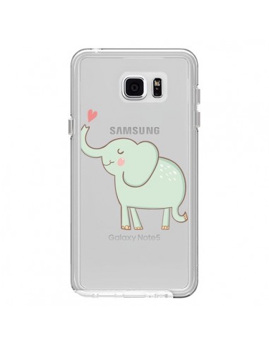 Coque Elephant Elefant Animal Coeur Love  Transparente pour Samsung Galaxy Note 5 - Petit Griffin