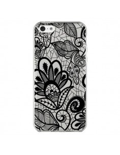 Coque iPhone 5C Lace Fleur Flower Noir Transparente -...