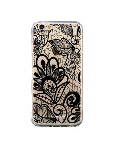 Coque iPhone 6 et 6S Lace Fleur Flower Noir Transparente - Petit Griffin