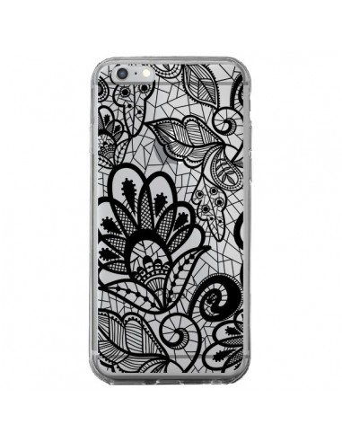 Coque iPhone 6 Plus et 6S Plus Lace Fleur Flower Noir Transparente - Petit Griffin