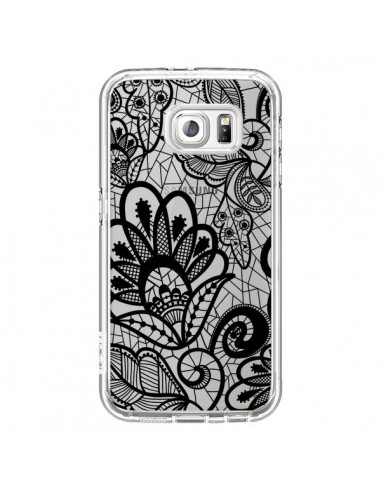Coque Lace Fleur Flower Noir Transparente pour Samsung Galaxy S6 - Petit Griffin