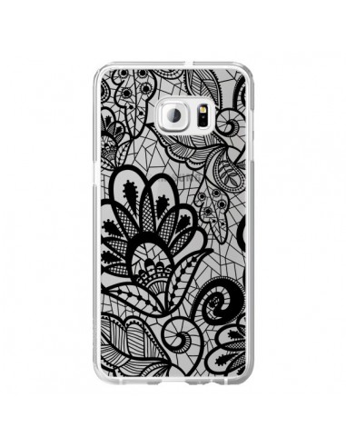 Coque Lace Fleur Flower Noir Transparente pour Samsung Galaxy S6 Edge Plus - Petit Griffin