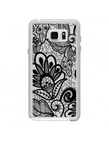 Coque Lace Fleur Flower Noir Transparente pour Samsung Galaxy Note 5 - Petit Griffin