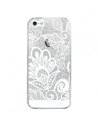 Coque iPhone 5/5S et SE Lace Fleur Flower Blanc Transparente - Petit Griffin
