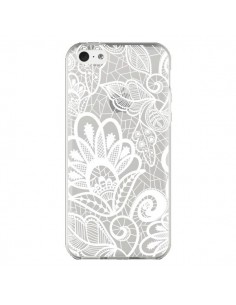 Coque iPhone 5C Lace Fleur Flower Blanc Transparente -...