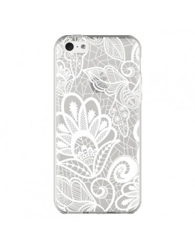 Coque iPhone 5C Lace Fleur Flower Blanc Transparente - Petit Griffin