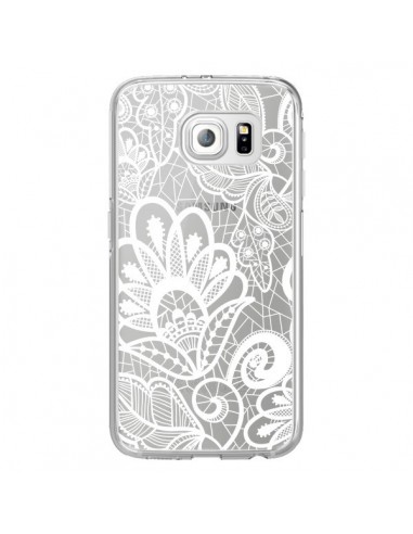 Coque Lace Fleur Flower Blanc Transparente pour Samsung Galaxy S6 Edge - Petit Griffin