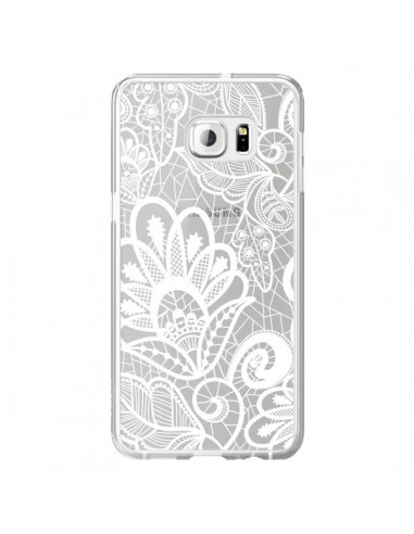 Coque Lace Fleur Flower Blanc Transparente pour Samsung Galaxy S6 Edge Plus - Petit Griffin