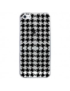 Coque iPhone 5/5S et SE Vichy Carre Noir Transparente -...