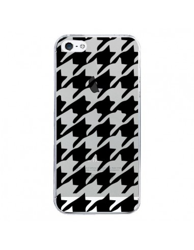 Coque iPhone 5/5S et SE Vichy Gros Carre noir Transparente - Petit Griffin