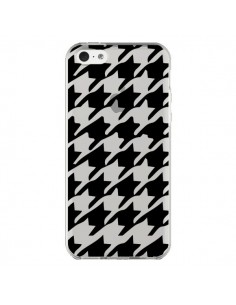 Coque iPhone 5C Vichy Gros Carre noir Transparente -...