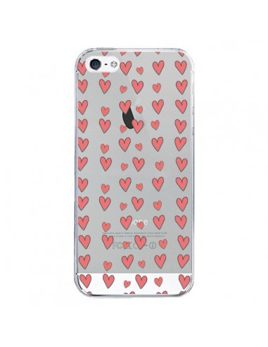 Coque iPhone 5/5S et SE Coeurs Heart Love Amour Rouge Transparente - Petit Griffin