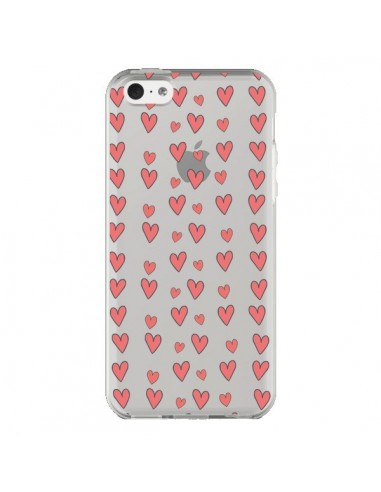 Coque iPhone 5C Coeurs Heart Love Amour Rouge Transparente - Petit Griffin