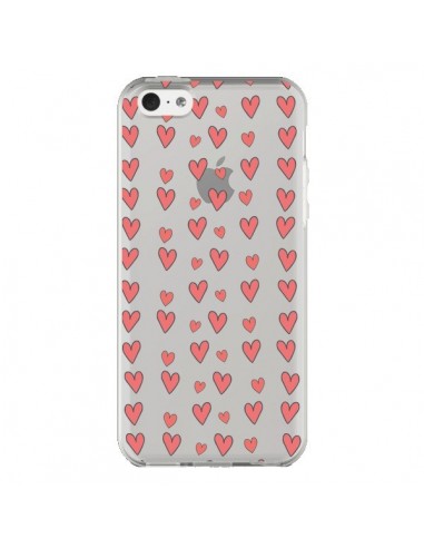Coque iPhone 5C Coeurs Heart Love Amour Rouge Transparente - Petit Griffin