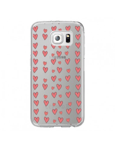 Coque Coeurs Heart Love Amour Rouge Transparente pour Samsung Galaxy S6 Edge - Petit Griffin