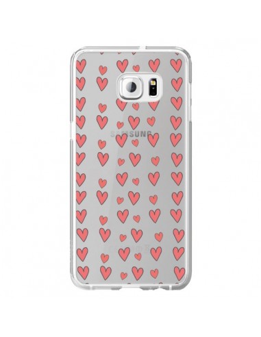 Coque Coeurs Heart Love Amour Rouge Transparente pour Samsung Galaxy S6 Edge Plus - Petit Griffin