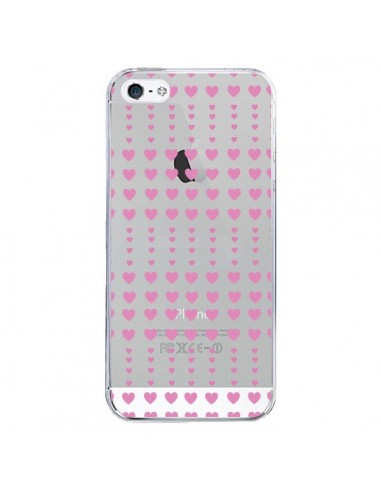 Coque iPhone 5/5S et SE Coeurs Heart Love Amour Rose Transparente - Petit Griffin