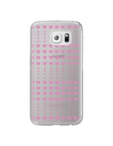 Coque Coeurs Heart Love Amour Rose Transparente pour Samsung Galaxy S6 Edge - Petit Griffin