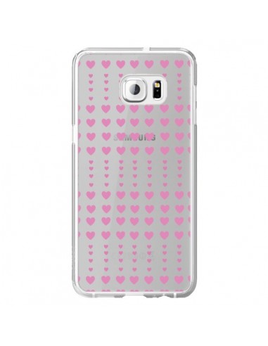Coque Coeurs Heart Love Amour Rose Transparente pour Samsung Galaxy S6 Edge Plus - Petit Griffin