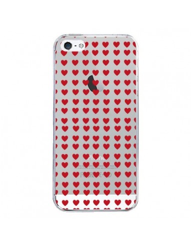 Coque iPhone 5/5S et SE Coeurs Heart Love Amour Red Transparente - Petit Griffin