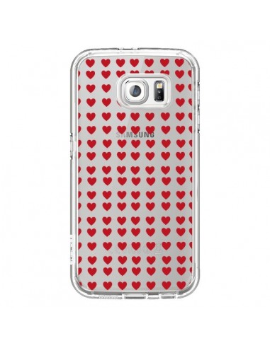 Coque Coeurs Heart Love Amour Red Transparente pour Samsung Galaxy S6 - Petit Griffin