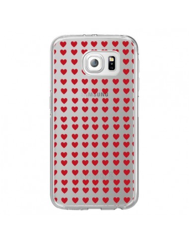 Coque Coeurs Heart Love Amour Red Transparente pour Samsung Galaxy S6 Edge - Petit Griffin