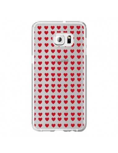 Coque Coeurs Heart Love Amour Red Transparente pour Samsung Galaxy S6 Edge Plus - Petit Griffin