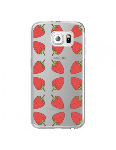 Coque Fraise Fruit Strawberry Transparente pour Samsung Galaxy S6 Edge - Petit Griffin