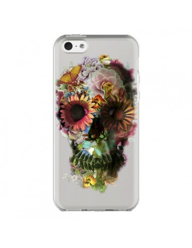 Coque iPhone 5C Skull Flower Tête de Mort Transparente - Ali Gulec