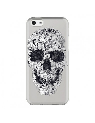 Coque iPhone 5C Doodle Skull Dessin Tête de Mort Transparente - Ali Gulec