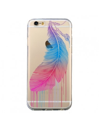 Coque iPhone 6 et 6S Plume Feather Arc en Ciel Transparente - Rachel Caldwell