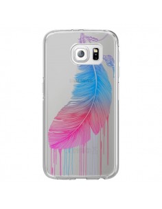 Coque Plume Feather Arc en Ciel Transparente pour Samsung...