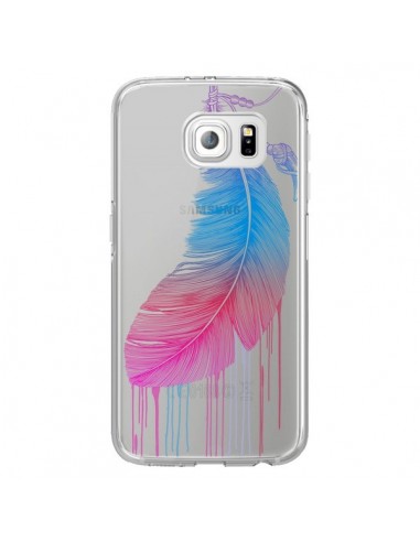 Coque Plume Feather Arc en Ciel Transparente pour Samsung Galaxy S6 Edge - Rachel Caldwell