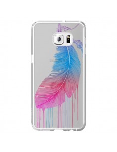 Coque Plume Feather Arc en Ciel Transparente pour Samsung...