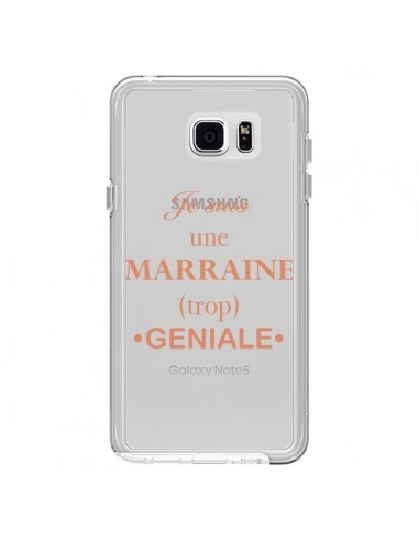 Coque Je suis une marraine trop géniale Transparente pour Samsung Galaxy Note 5 - Laetitia