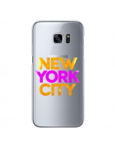 Coque New York City NYC Orange Rose Transparente pour...