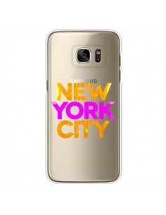 Coque New York City NYC Orange Rose Transparente pour...