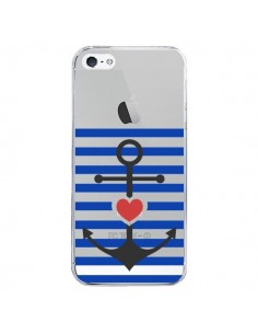 Coque iPhone 5/5S et SE Mariniere Ancre Marin Coeur...