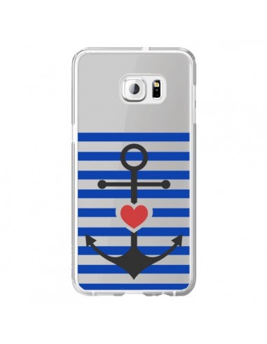 Coque Mariniere Ancre Marin Coeur Transparente pour Samsung Galaxy S6 Edge Plus - Jonathan Perez