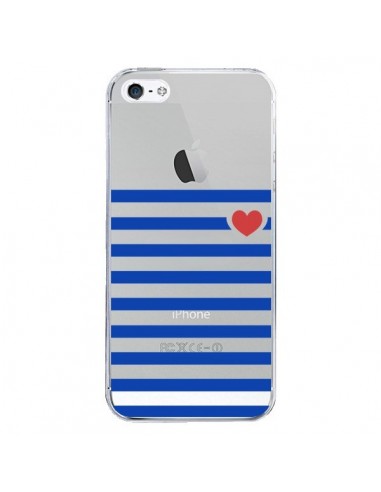 Coque iPhone 5/5S et SE Mariniere Coeur Love Transparente - Jonathan Perez