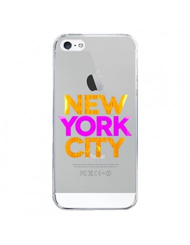 Coque iPhone 5/5S et SE New York City NYC Orange Rose Transparente - Javier Martinez