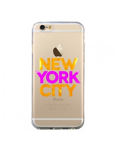 Coque iPhone 6 et 6S New York City NYC Orange Rose Transparente - Javier Martinez