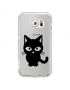 Coque Chat Noir Cat Transparente pour Samsung Galaxy S6 -...