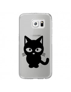 Coque Chat Noir Cat Transparente pour Samsung Galaxy S6...