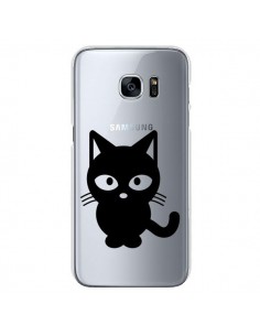 Coque Chat Noir Cat Transparente pour Samsung Galaxy S7 -...