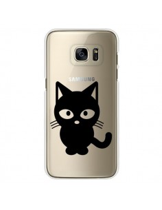 Coque Chat Noir Cat Transparente pour Samsung Galaxy S7...