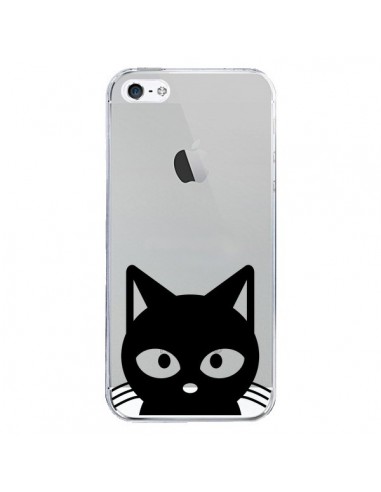 Coque iPhone 5/5S et SE Tête Chat Noir Cat Transparente - Yohan B.