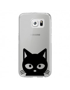 Coque Tête Chat Noir Cat Transparente pour Samsung Galaxy...